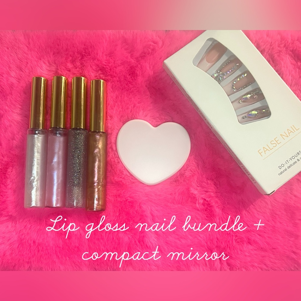 Lip Gloss and Nail Bundle with Compact Mirror
